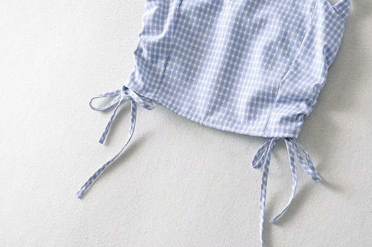 Chaleco Mujer Cuadros Halter Encaje con Cordones - Colección Verano - Image 13