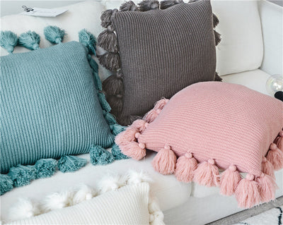 Almohada de Lana Escandinava de Color Sólido - Image 14