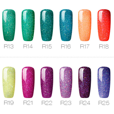 Uñas de Terapia Lumínica Arcoíris con Diseño de Estrellas - 29 Colores - Image 9