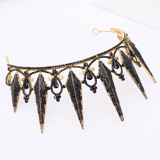 Corona Diadema Nupcial Negra Estilo Barroco - Image 10