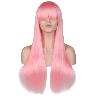 Peluca Larga Rosa Claro con Flequillo Recto - Fibra de Alta Temperatura Estilo Fashion - Image 17