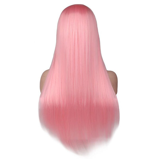 Peluca Larga Rosa Claro con Flequillo Recto - Fibra de Alta Temperatura Estilo Fashion - Image 18