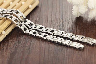 Pulsera de Pareja en Acero Titanio con Cristales Brillantes - Image 12