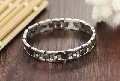 Pulsera de Pareja en Acero Titanio con Cristales Brillantes - Image 14