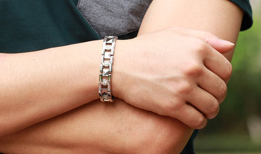 Pulsera de Pareja en Acero Titanio con Cristales Brillantes - Image 17