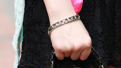 Pulsera de Pareja en Acero Titanio con Cristales Brillantes - Image 18