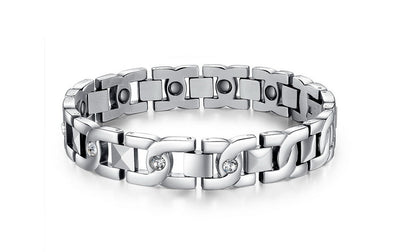 Pulsera de Pareja en Acero Titanio con Cristales Brillantes - Image 20