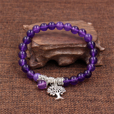 Pulsera Colgante Árbol de Amatista Natural con Cadena de Mano - Image 5