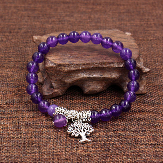 Pulsera Colgante Árbol de Amatista Natural con Cadena de Mano - Image 5