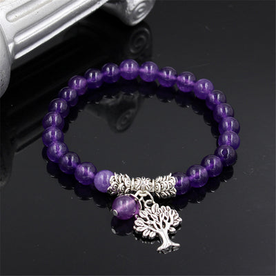 Pulsera Colgante Árbol de Amatista Natural con Cadena de Mano - Image 10