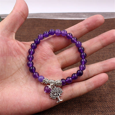 Pulsera Colgante Árbol de Amatista Natural con Cadena de Mano - Image 11