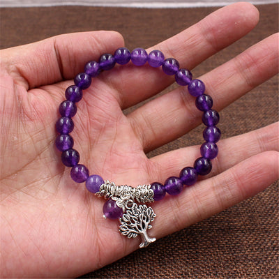 Pulsera Colgante Árbol de Amatista Natural con Cadena de Mano - Image 12