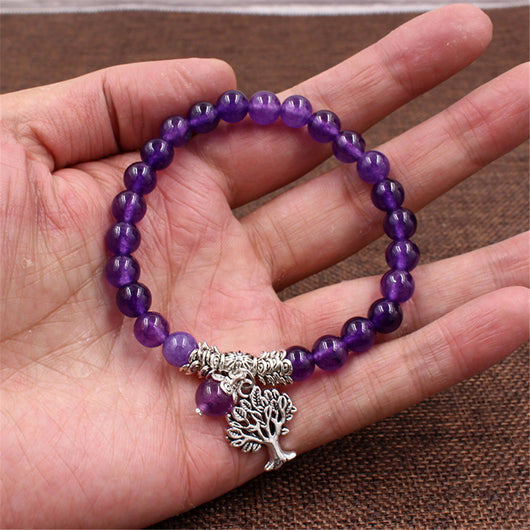 Pulsera Colgante Árbol de Amatista Natural con Cadena de Mano - Image 12