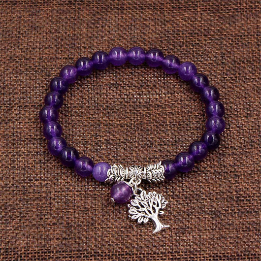 Pulsera Colgante Árbol de Amatista Natural con Cadena de Mano - Image 14
