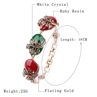 Pulsera Dorada Antigua de Resina Ruby con Oro Puro - Image 5