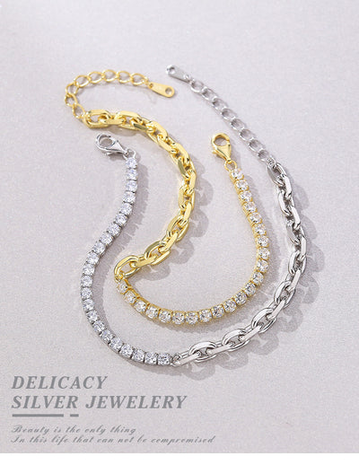 Pulsera de Diamantes Cosidos en Plata 925 Estilo Retro - Image 6