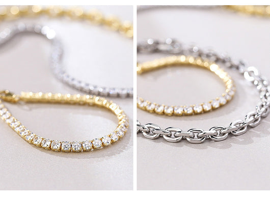 Pulsera de Diamantes Cosidos en Plata 925 Estilo Retro - Image 10