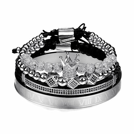 Pulsera de Acero Inoxidable con Perlas de Cobre y Diamantes - Set de 4 Piezas - Image 14