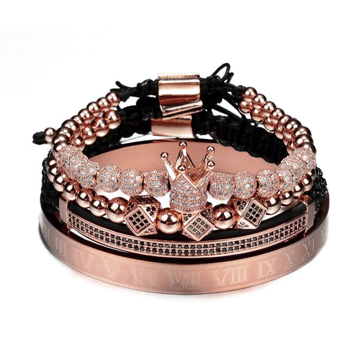 Pulsera de Acero Inoxidable con Perlas de Cobre y Diamantes - Set de 4 Piezas - Image 16