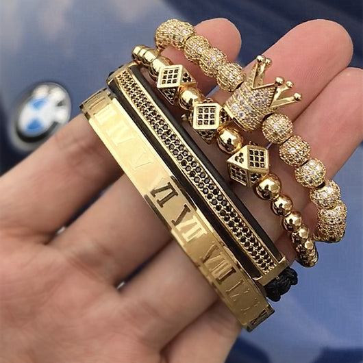 Pulsera de Acero Inoxidable con Perlas de Cobre y Diamantes - Set de 4 Piezas - Image 18