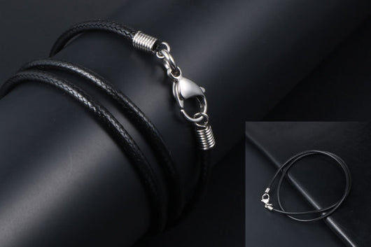 Collar Tejido de Lino Negro con Cuerda de Cera - Image 19