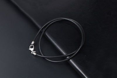 Collar Tejido de Lino Negro con Cuerda de Cera - Image 27