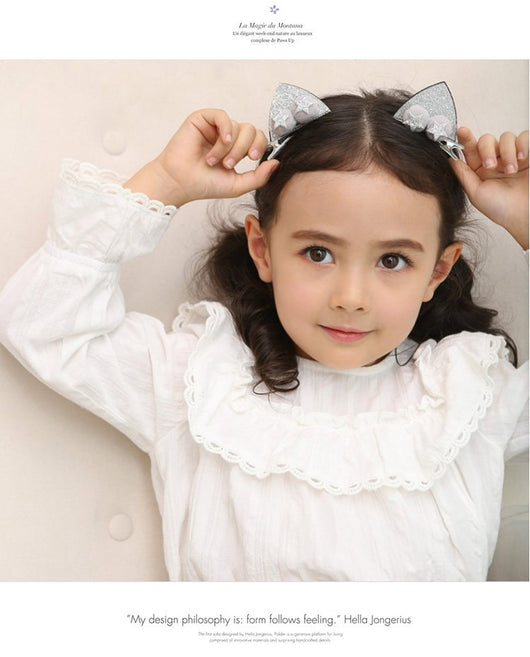Set de 2 Clips Decorativos para Niñas - Flores Brillantes Arcoíris con Orejas de Gato y Conejo - Image 13