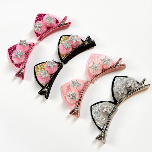 Set de 2 Clips Decorativos para Niñas - Flores Brillantes Arcoíris con Orejas de Gato y Conejo - Image 14