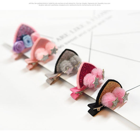 Set de 2 Clips Decorativos para Niñas - Flores Brillantes Arcoíris con Orejas de Gato y Conejo - Image 15