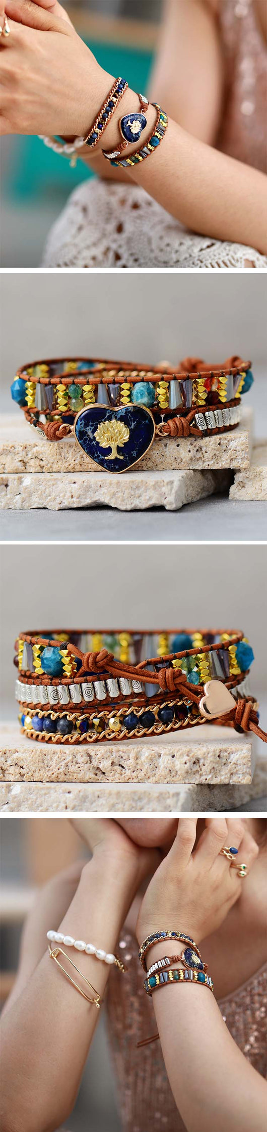 Pulsera de Cuero Árbol de la Vida con Dije Corazón Espiritual - Image 6