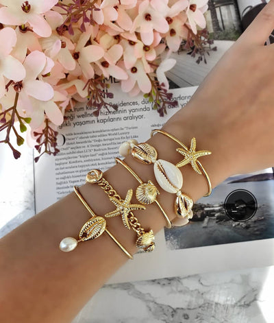 Pulsera Combinada de Perla y Concha de Estrella de Mar - Image 10