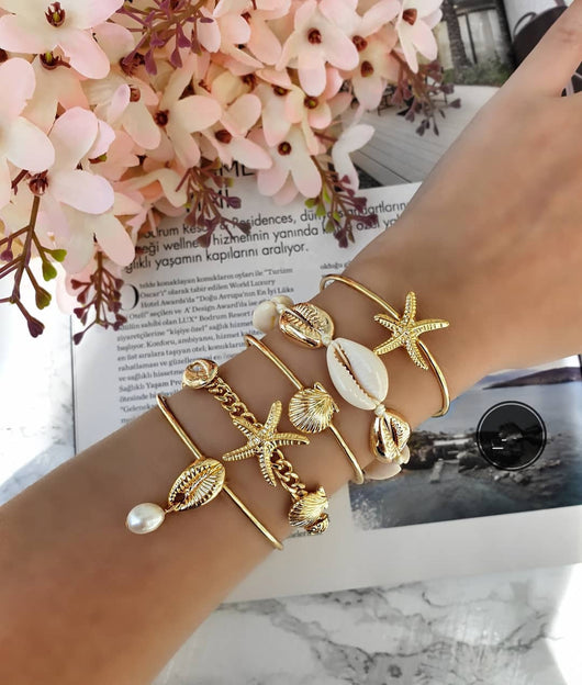 Pulsera Combinada de Perla y Concha de Estrella de Mar - Image 10