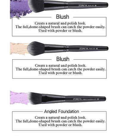 Set Profesional de 15 Brochas de Maquillaje ZOREYA - Image 14