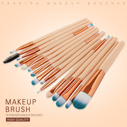 Set de 15 Brochas de Maquillaje Champagne Premium - Image 6