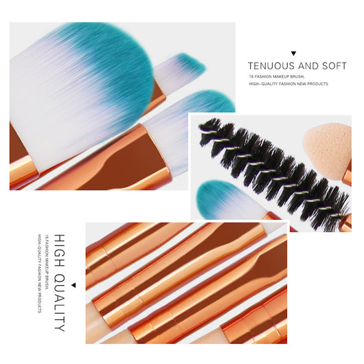 Set de 15 Brochas de Maquillaje Champagne Premium - Image 8