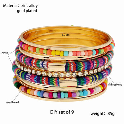 Pulsera de tela con cuentas de arroz multicolor - Image 10