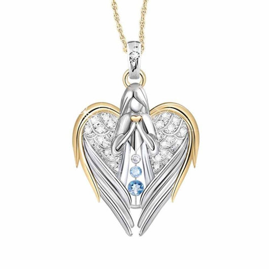 Collar Colgante de Alas de Ángel con Corazón de Cristal y Rhinestones en Oro y Plata para Mujer - Image 7