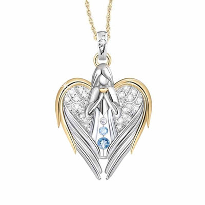 Collar Colgante de Alas de Ángel con Corazón de Cristal y Rhinestones en Oro y Plata para Mujer - Image 11