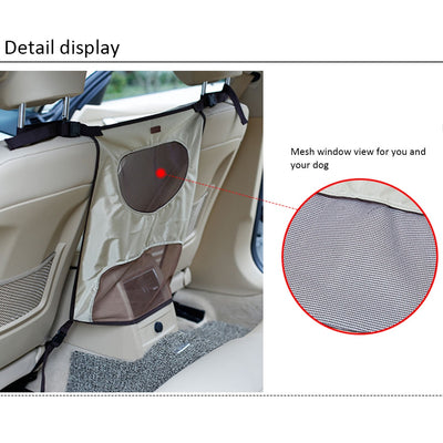 Grey pet car fence installed in a car's rear seat, separating the front and back, with a white Bull Terrier. - Image 13