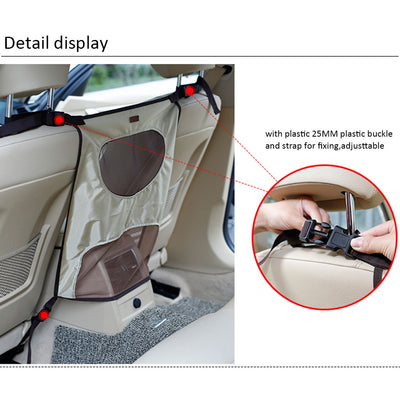 Grey pet car fence installed in a car's rear seat, separating the front and back, with a white Bull Terrier. - Image 14