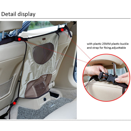 Grey pet car fence installed in a car's rear seat, separating the front and back, with a white Bull Terrier. - Image 14
