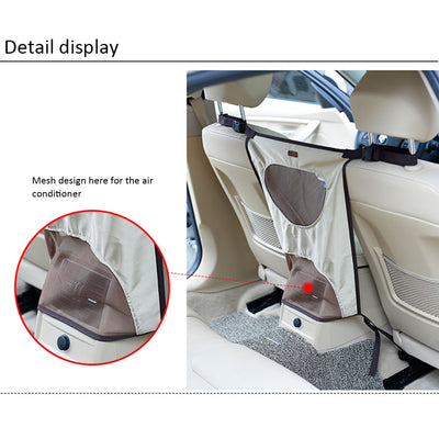 Grey pet car fence installed in a car's rear seat, separating the front and back, with a white Bull Terrier. - Image 15