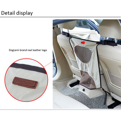 Grey pet car fence installed in a car's rear seat, separating the front and back, with a white Bull Terrier. - Image 16