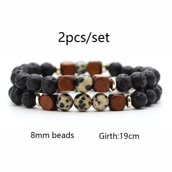 Pulsera de Piedra Volcánica Lava y Ojo de Tigre