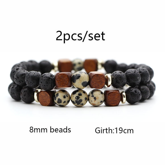 Pulsera de Piedra Volcánica Lava y Ojo de Tigre