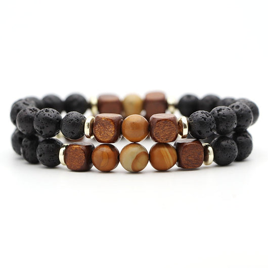 Pulsera de Piedra Volcánica Lava y Ojo de Tigre - Image 5