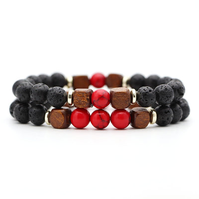 Pulsera de Piedra Volcánica Lava y Ojo de Tigre - Image 7