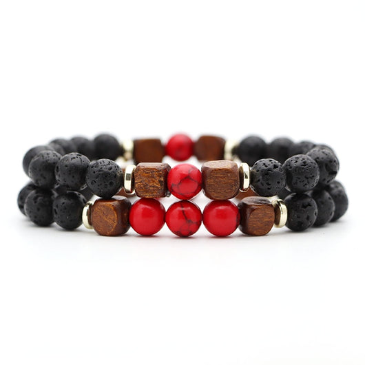 Pulsera de Piedra Volcánica Lava y Ojo de Tigre - Image 7