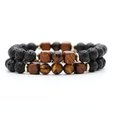 Pulsera de Piedra Volcánica Lava y Ojo de Tigre - Image 9