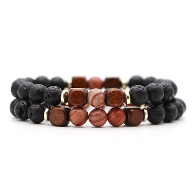 Pulsera de Piedra Volcánica Lava y Ojo de Tigre - Image 10